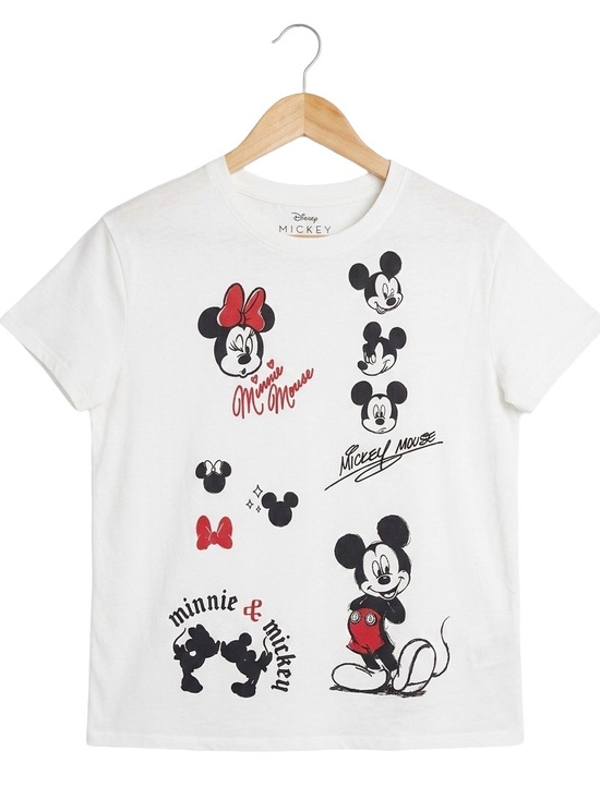 Disney Tops - Disney Mickey & Minnie Mouse Graphic T Shirt Womens Size Small White Short Sleev